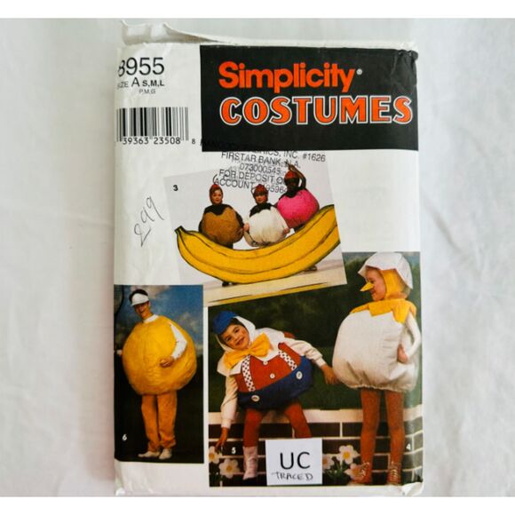 Humpty Dumpty Costume Sewing Pattern Pumpkin Banana Baseball Simplicity 8955 - Picture 1 of 3